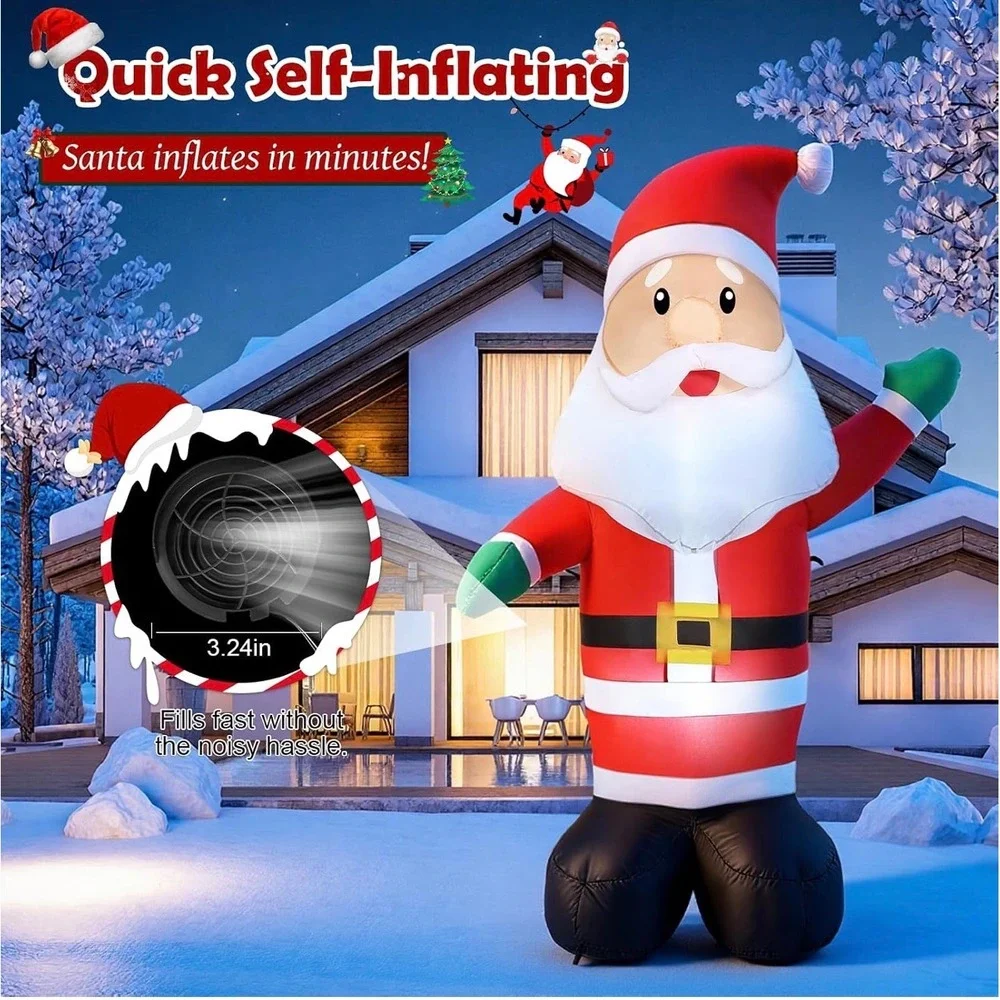 New Santa Claus Inflatable Yard Decor 5FT Red Excellence Self-Inflating